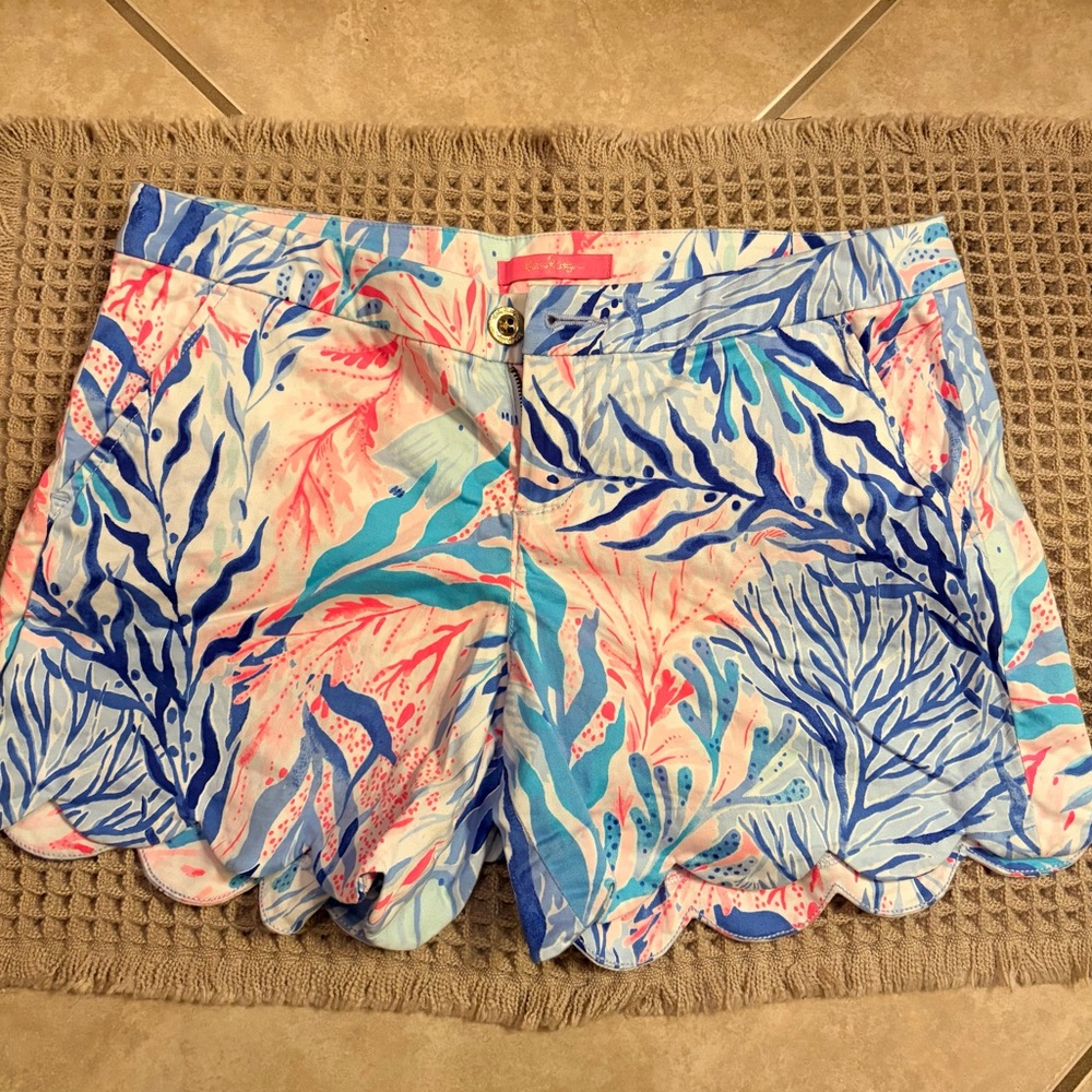 Lilly Pulitzer Buttercup Stretch Crew Blue Kaleidoscope Print, Size 10
